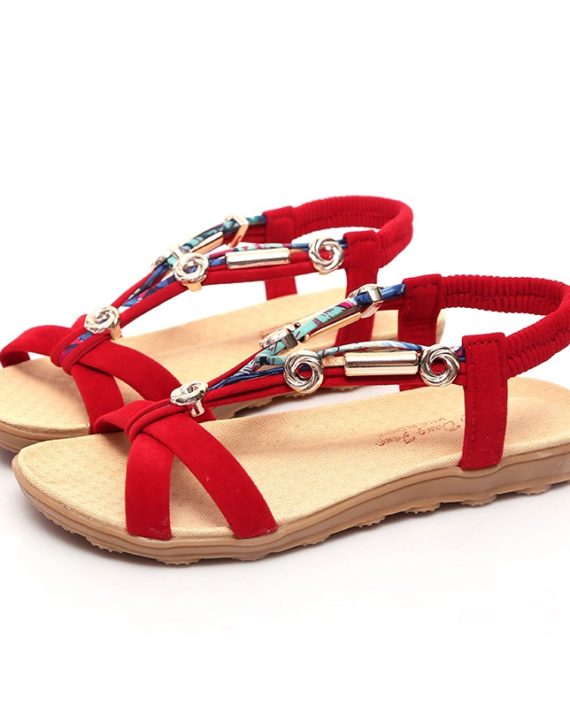 New-Women-Sandals-Flats-Ankle-Strap-Shoes-Women-Summer-Sandals-Flip-Flop-Sandale-Femme-Red-Sandals