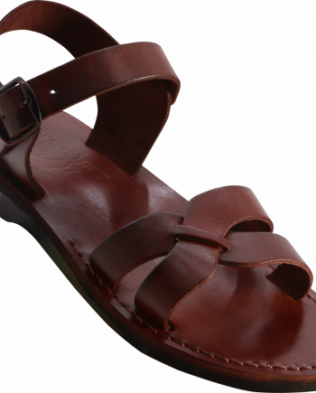 Open Toe Leather Sandals with Cross Strap Design